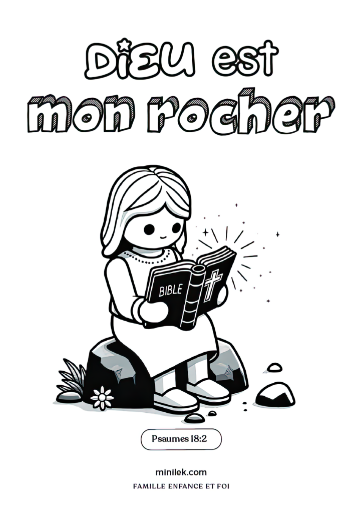 Coloriage chrétien : Dieu est mon rocher