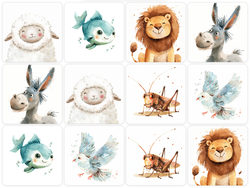 memory chrétien pour enfant Minilek - memory animaux bible