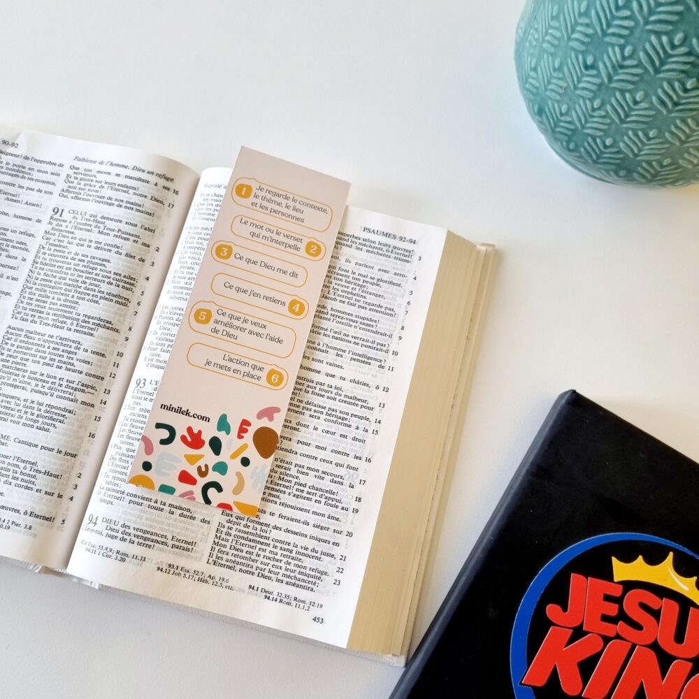 Etudier la Bible avec Minilek - marque page - papeterie chrétienne